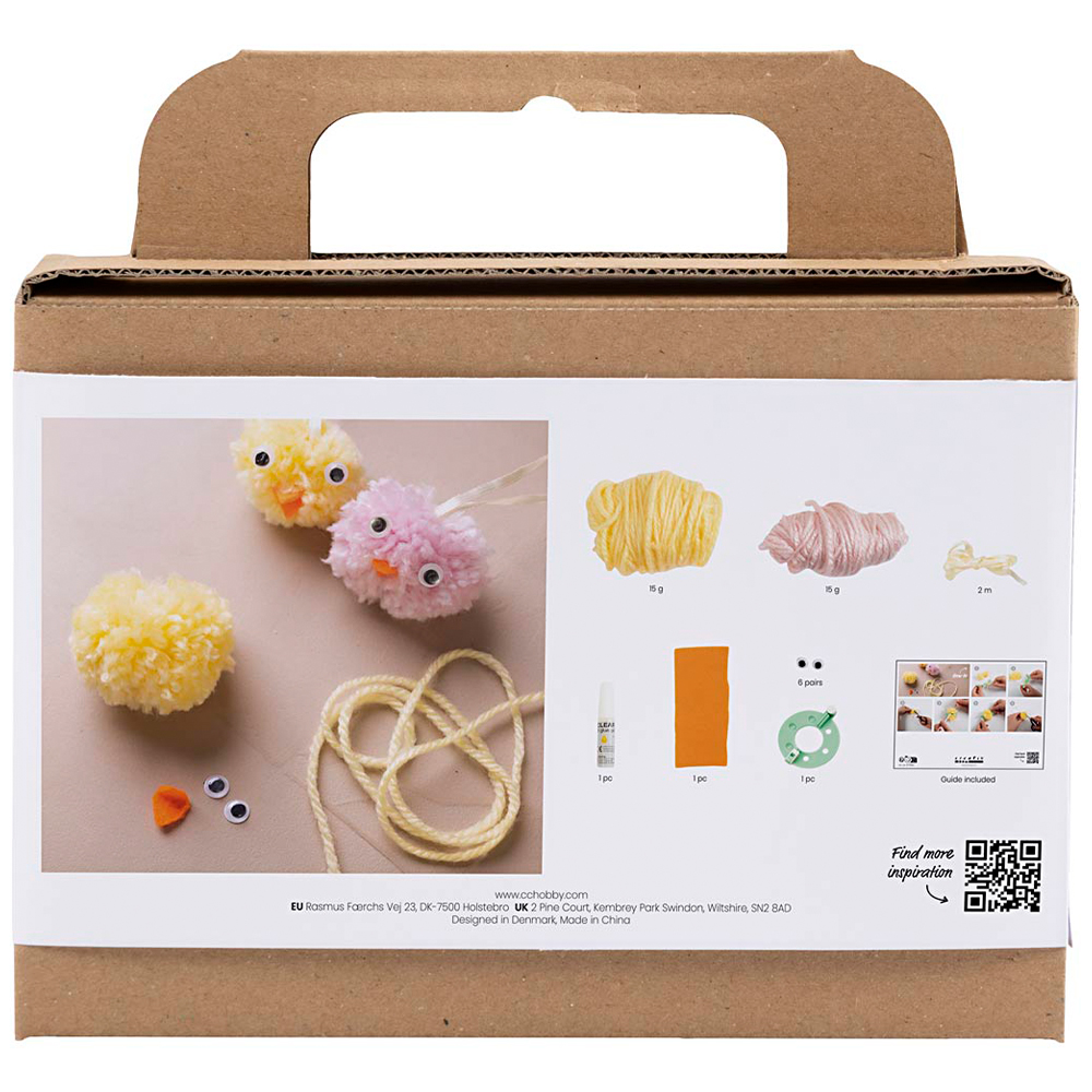 Mini DIY-kit Pompom Kycklingar i gruppen Skapande & Hobby / Högtider och säsong / Påskpyssel hos Pen Store (130809)